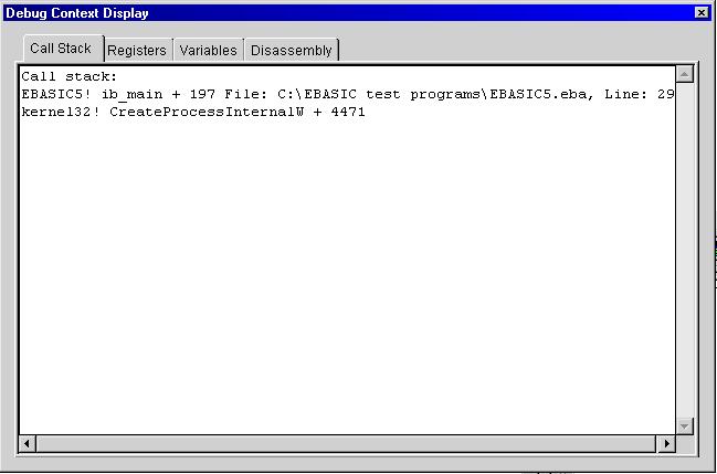 debug context
